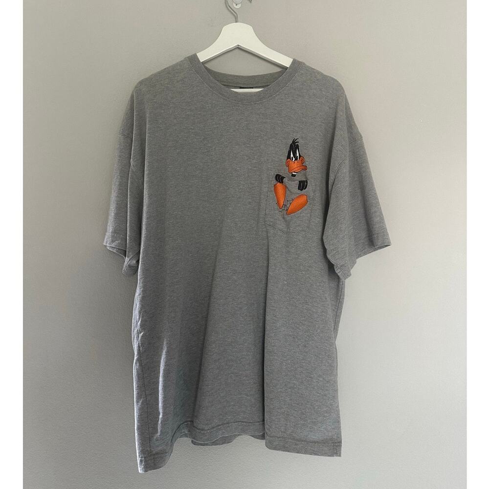 Vintage Looney Tunes Daffy Duck Embroidered Pocket Shirt size XL